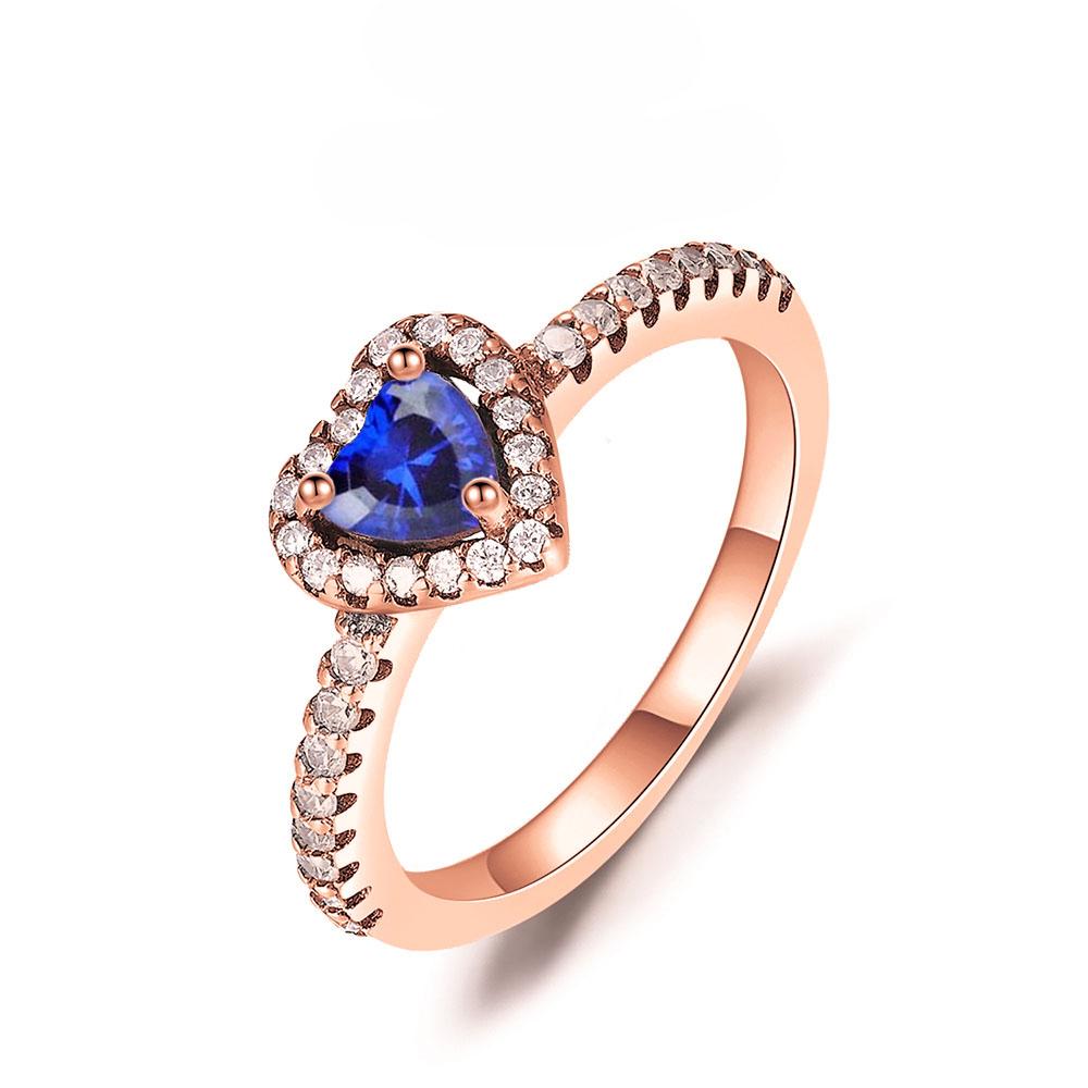 Кольцо из серебра 925 пробы с розовым бантом, Вечное, Красные и синие кольца на пальцы в форме сердца для женщин, Свадебное кольцо с кристаллами, Ювелирное украшение, Подарок 2025