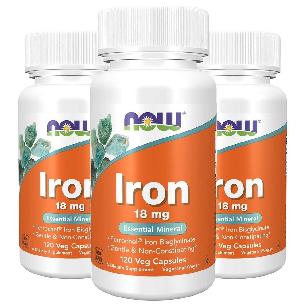 Now Foods Iron 18mg Veggie Capsules 120 Tablets 3 pcs