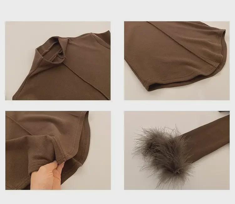 Женская приталенная рубашка с длинным рукавом из меха с начесом на осень/зиму