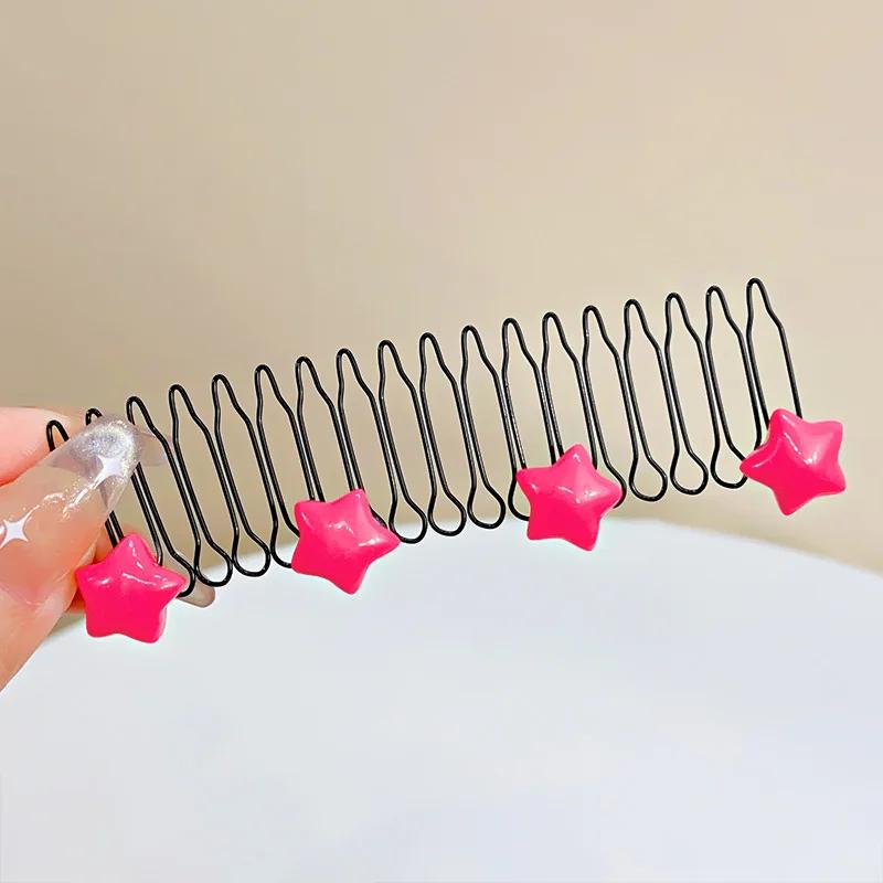 Невидимая сломанная шпилька для волос для девочек, милый бант в форме сердца, заколка для волос, детский инструмент для тиары, изогнутая игла, челка, фиксированная вставная расческа, аксессуары для укладки