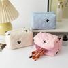 Lovely Bow Makeup Bag for Women Embroidered Bowknot Travel Cosmetic Bags Large Capacity Handheld Makeup Toiletry Storage Bag