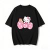 2026 New Arrival Kawaii Hello Kitty Pink Big Bow Bear Print Couple T Shirts Casual Family Matching Outfits Parentchild Tees Y2k
