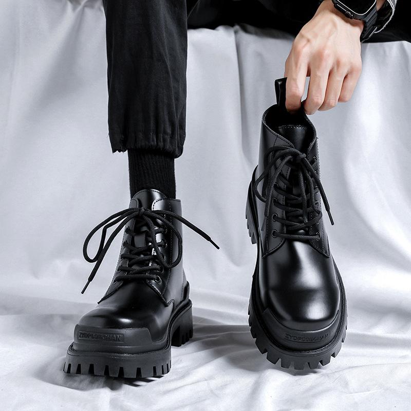 Мужские ботинки мартин летние новые высокие ботинки в британском стиле, ботинки из кожи для локомотивного инструментария на высокой платформе, короткие ботинки 8517-R