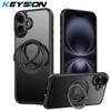 KEYSION Магнитный чехол-кольцо N52 360° для MagSafe для iPhone 16 Plus 16 Pro Max Матовый Прозрачный Ударопрочный Чехол для Телефона