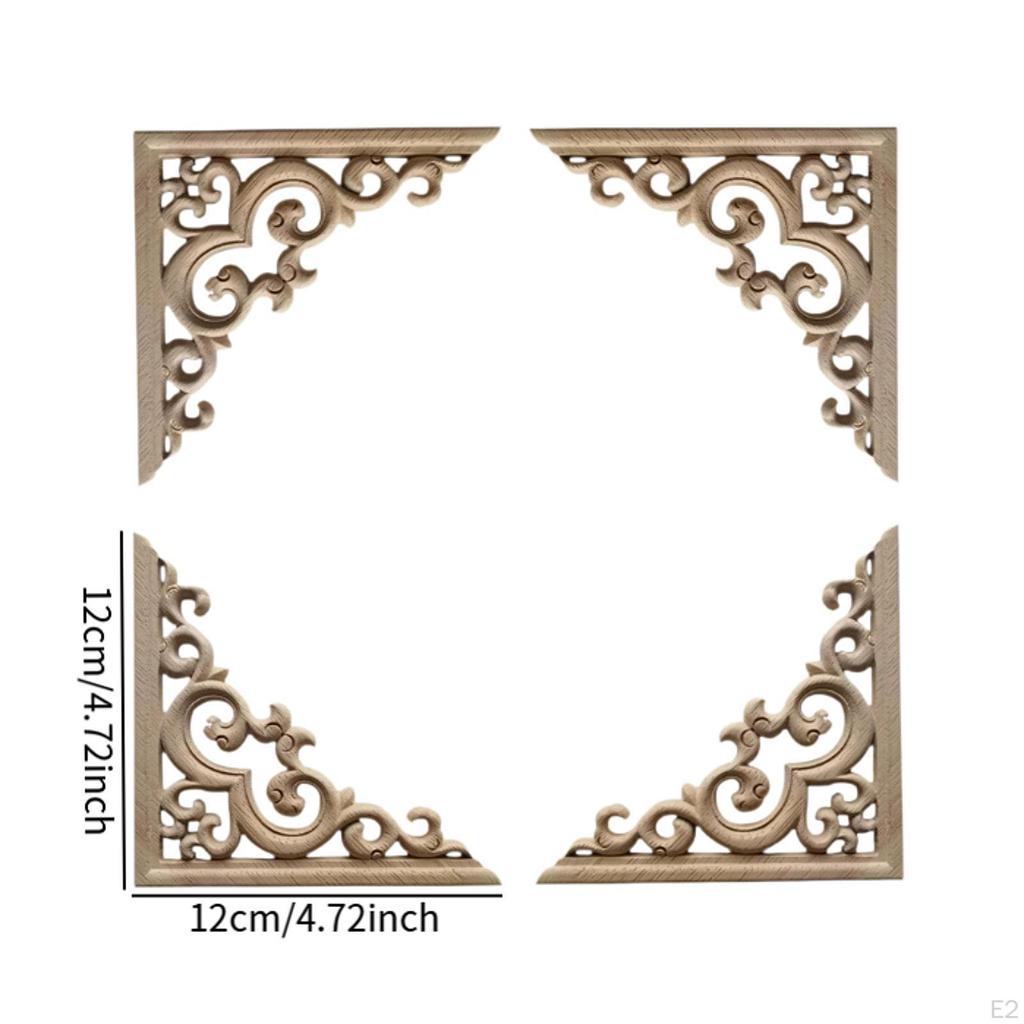 4 шт. Резные угловые накладки, аппликации, неокрашенная рамка, шкаф, наклейка для гардероба, дерево