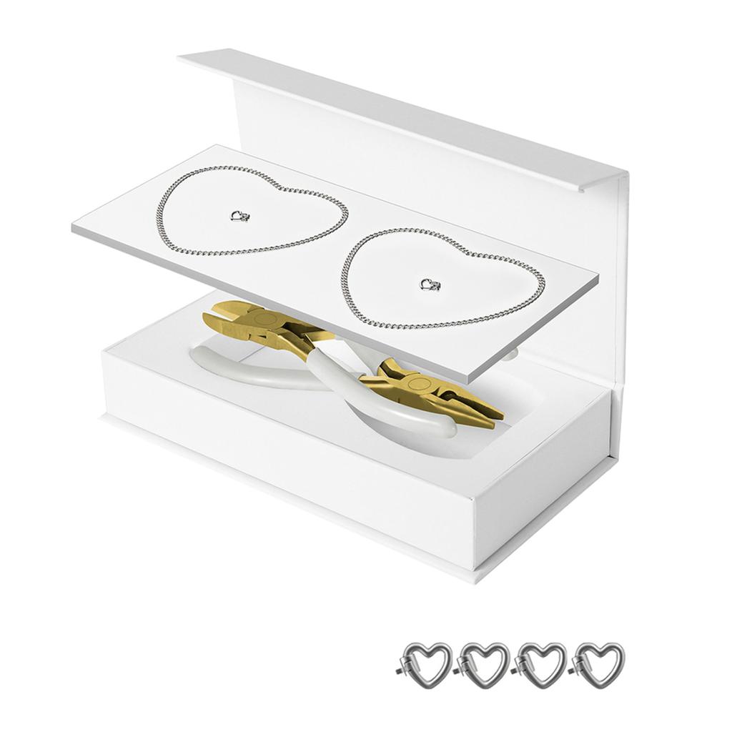 1 Set Permanent Bracelet Kit Includes 2 Bracelets 4 Heart Buttons 2 Pliers Forever Jewelry Making Tools DIY Crafting Project Engagement Gift