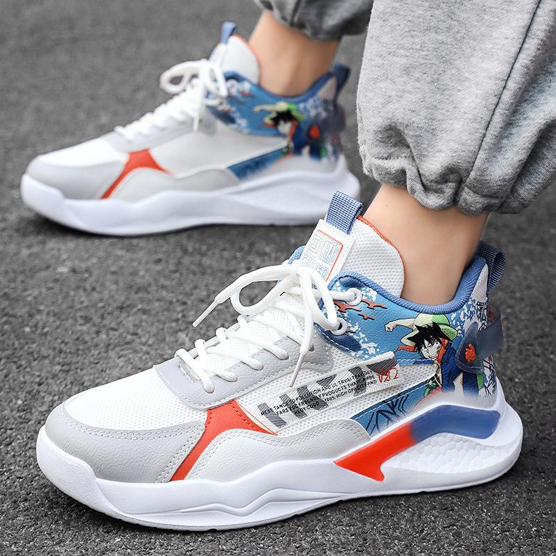 Мужская обувь, новые высокие сетчатые дышащие баскетбольные кроссовки, трендовая мужская спортивная обувь, модная повседневная обувь на платформе