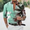 Tropical Palm Print Long Sleeve Shirt, Stylish Casual Summer Essential