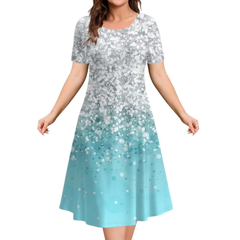 Модные элегантные женские платья Женское вечернее платье Цветной столкновительный пуловер с круглым вырезом Оверсайз Повседневная одежда А-силуэта Тренд 2024