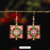 Chinese Retro Cloisonne Enamel Earrings Female Classical Temperament Simple Flower Earrings Niche Design Earrings