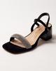 Sandals with Heels, Buckle, Rhinestones, Aifоrmaria 626140 36, Black, Suede