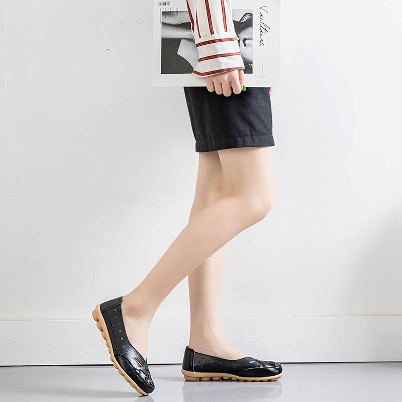 Модная женская обувь на лето, балетки, туфли из мягкой кожи, лоферы слипоны, женская повседневная обувь, дышащие мокасины, медицинский размер 44