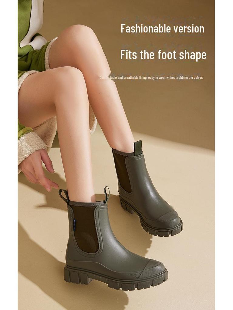 Женские непромокаемые короткие резиновые сапоги 2024 года – стильная обувь для отдыха на открытом воздухе в дождливые дни