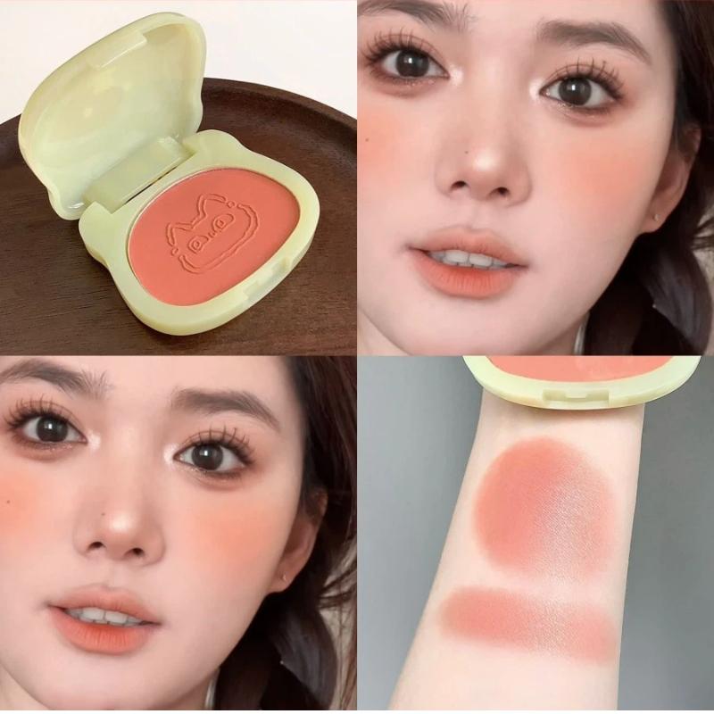 Matte Orange Blusher Powder Monochrome Peach Blush Palette Yellow Rouge Cheek Tint Natural Brown Face Contouring Korean Makeup