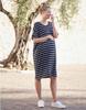 Повседневное свободное платье для беременных темно-синего цвета [Seraphin], платье-футболка для кормления, женское, в полоску, M(Великобритания10)