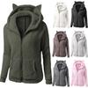 Women's Fashion Solid Color Sweatshirt Loose Hooded Fleece Zipper Jacket Top