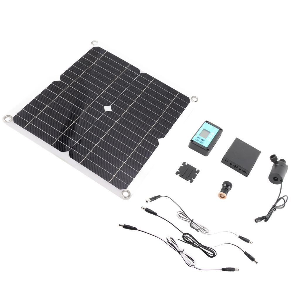 Solar Water Pump Kit 50W Solar Panel 22W Water Fountain Pump with Battery Box Timing Controller