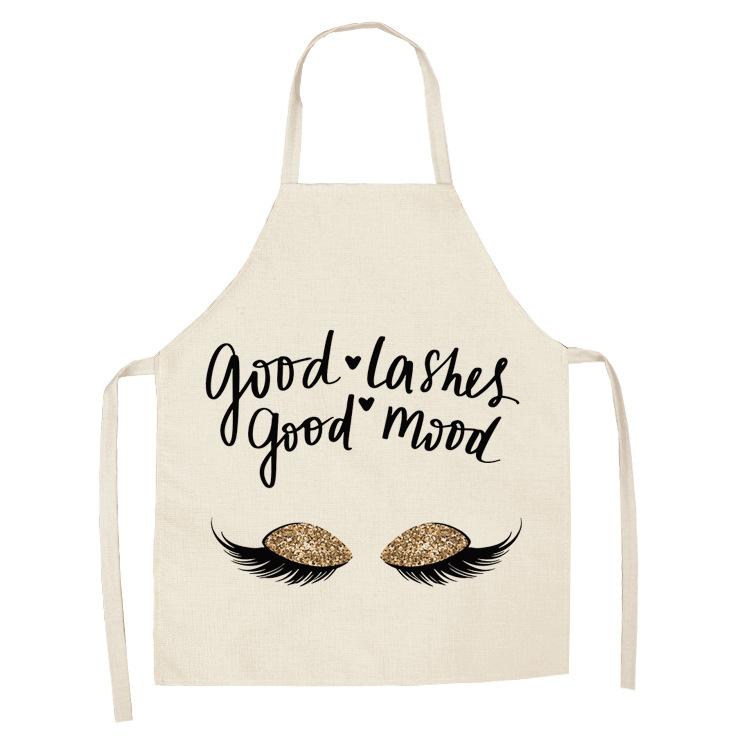 Eyelash Printing Apron Clean Art Sleeveless Home Kitchen Cooking Apron Chef Clothing Cotton Linen Bib for Adults