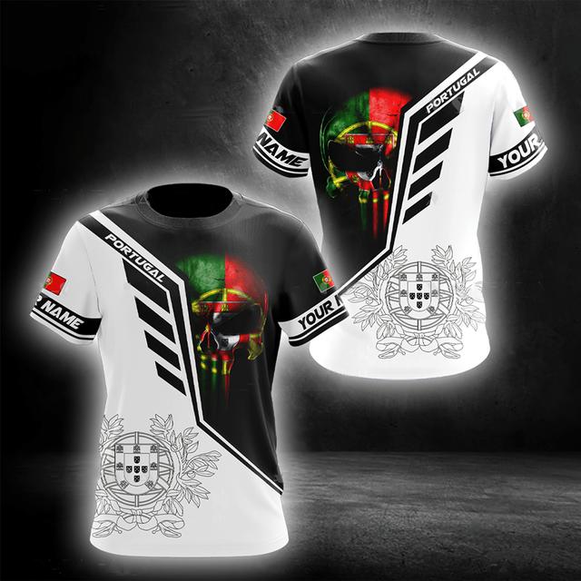 Portugal Men's T-Shirt Flag Color National Emblem Printing Unisex Apparel Summer O Neck Short Sleeve Memorial Shirt Men Clothing