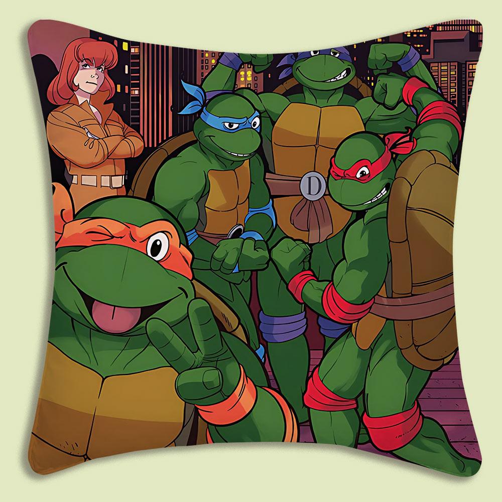 NNinja Turtles Pillow Covers Cartoon Sofa Decorative Home Doublesided Printing Short Plush Cute Cushion Cover