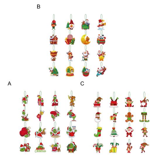 16Pcs Christmas Tree Hangers Xmas Style Easy To Hang Create Atmosphere Festive Santa Claus Decorations Pendant