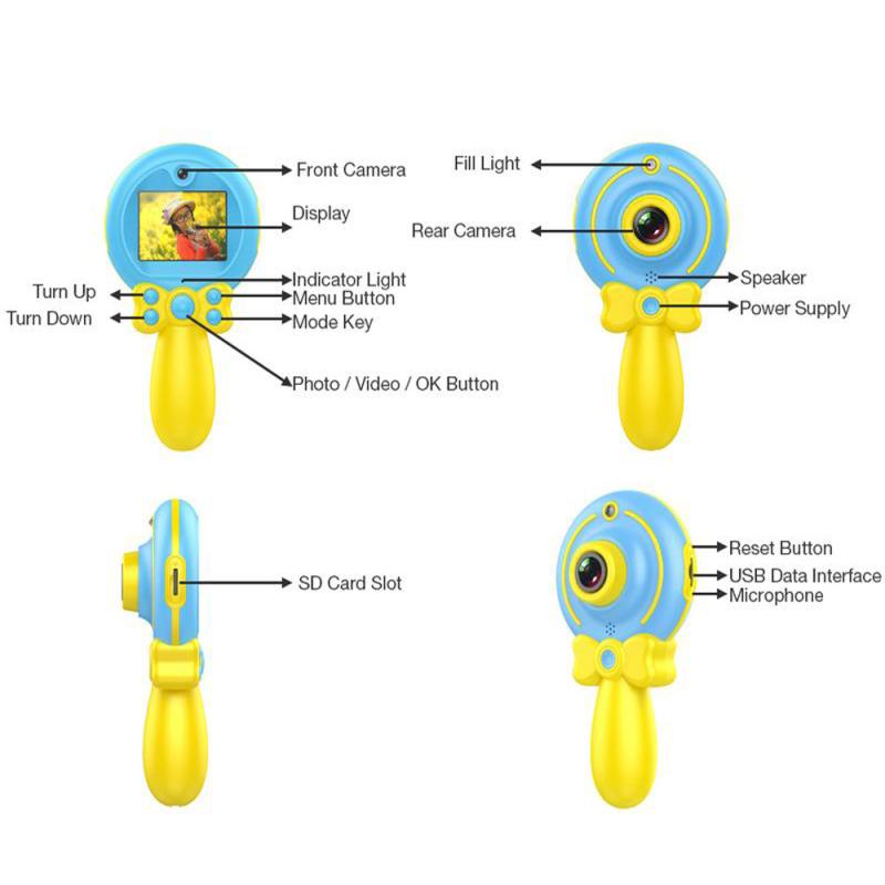 2-дюймовая цифровая камера с изображением леденца из мультфильма, мини-HD, двойной объектив, детская милая видеокамера, подарок для детей