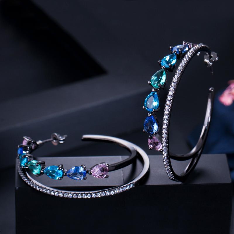 Серьги-кольца WWJ Romantic CZ Zircon с двойным кольцом