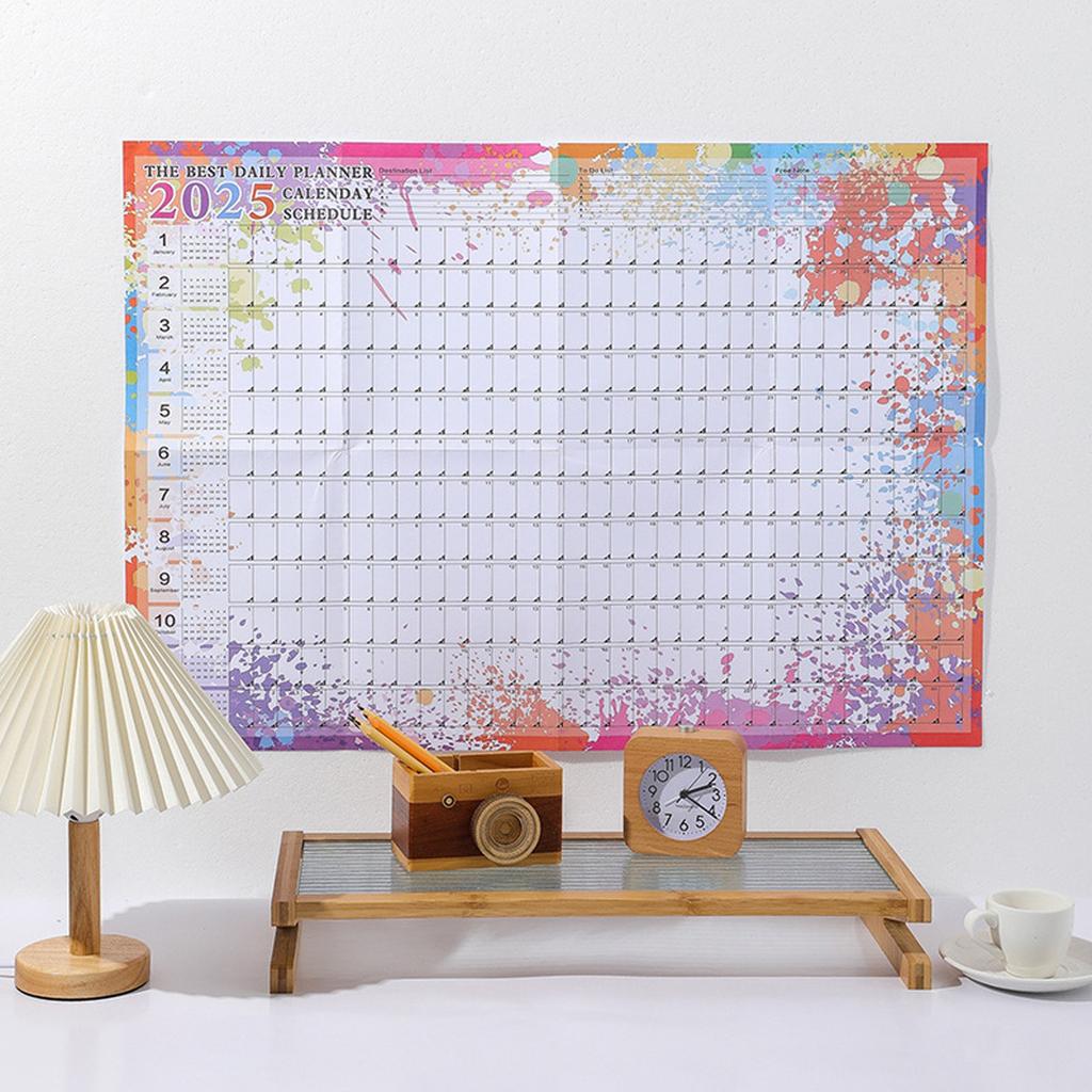 Календарь на 2025 год, полноценный годовой календарь на одну страницу, ежегодный настенный календарь с наклейками, складывается из бумаги
