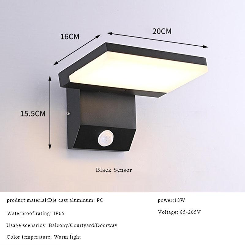 IP65 Waterproof Sensor Wall Lamp LED Outdoor Wall Light Adjustable Angle wall Lights Aluminum Alloy Entrance Corridor Balcony