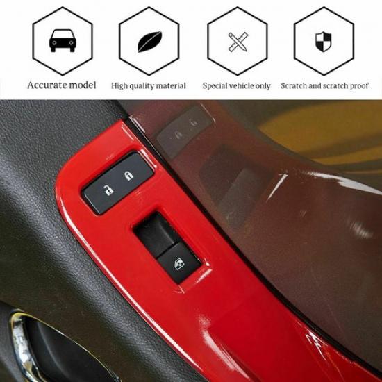 Декоративная накладка на панель кнопок стеклоподъемника для Chevrolet Camaro 10-15 Красная