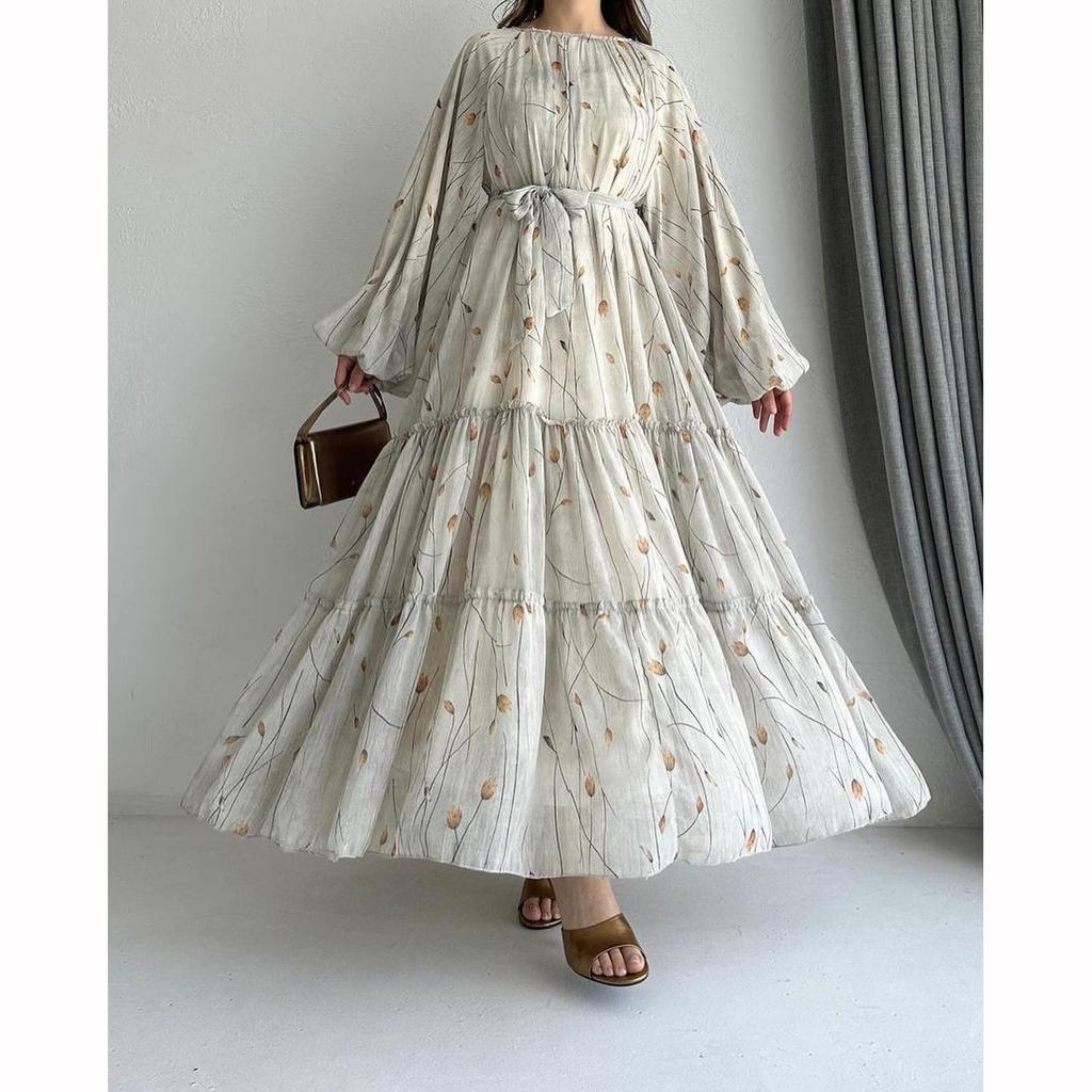 Мусульманское платье Абая для Ид, женское шифоновое платье с принтом и поясом, Джалабия, кафтан, ислам, Vestidos, Ларго, арабский длинный халат, Рамадан, Марокко, Абая