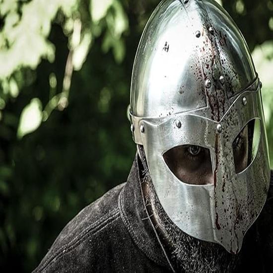 Medieval Steel Warrior Helmet with Chain Mail  Silver Wearable Armor for Cosplay, LARP, Halloween & Collectors  e