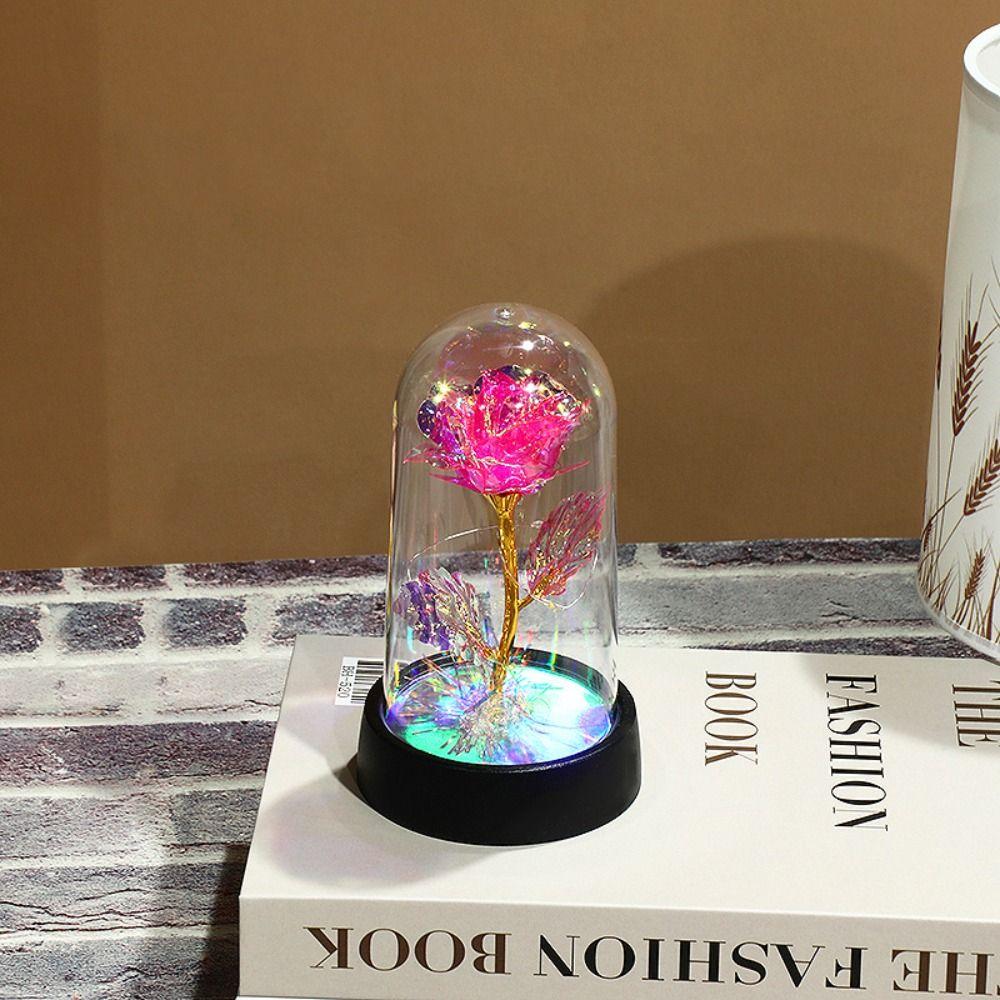 Красная Разноцветная Роза Искусственные Цветы Свадебное Украшение Светодиодная Подсветка Фольгированный Цветок Подарок