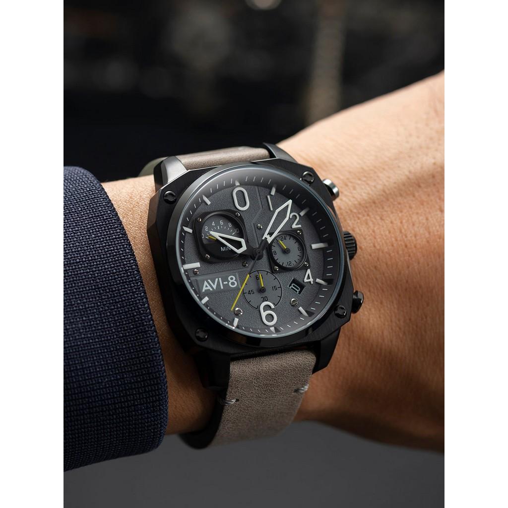 AVI-8 Hawker Hunter Retrograde Chronograph Sea Grey Dial Quartz AV-4052-03 Men's Watch