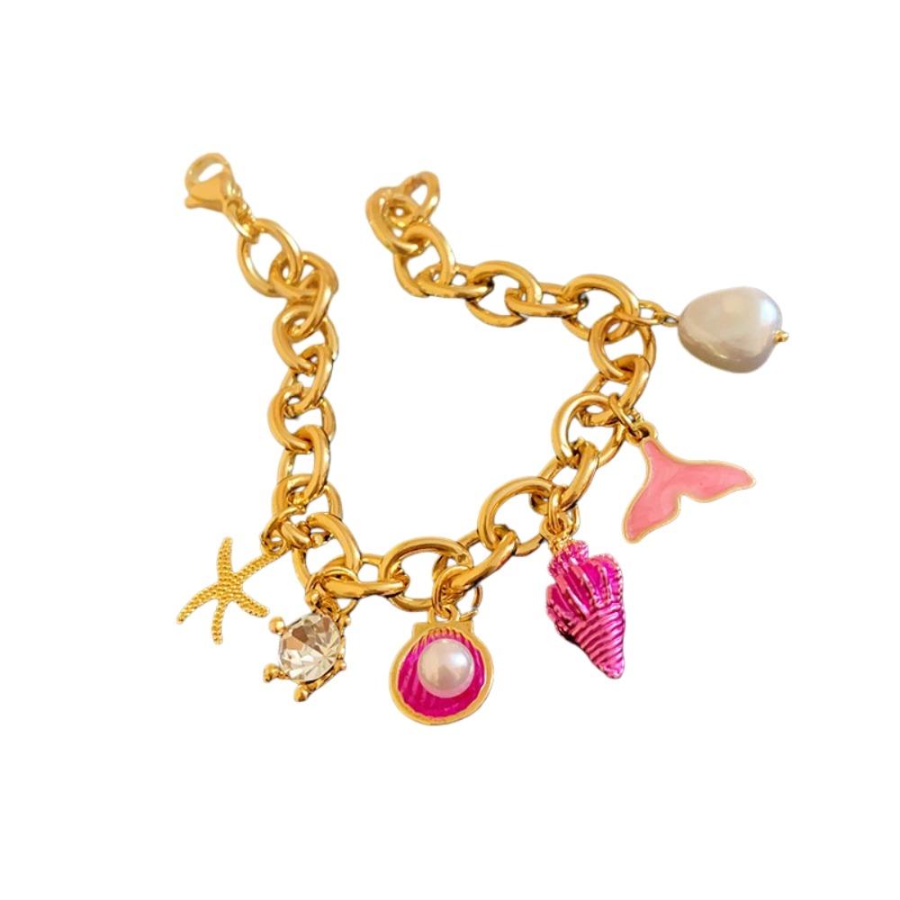 Ornaments Turtle Zinc Zinc Alloy Woven Bangle Zinc Zinc Alloy Rhinestone Pearl Shell Beaded Hand Chain  Daily