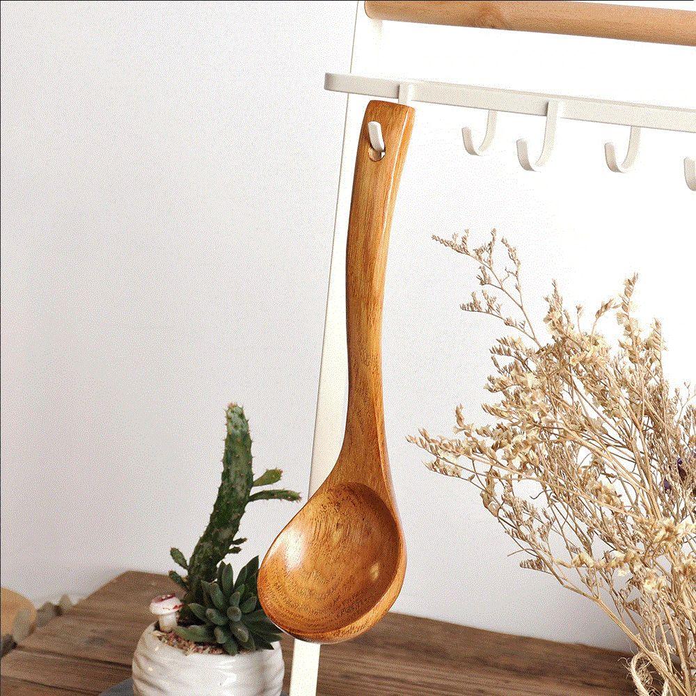 Утварь для рамена с длинной ручкой Столовые приборы Половники Деревянная ложка Натуральные Кухонные принадлежности