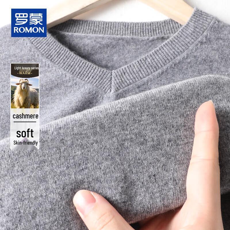 Romon Men's V-Neck Cashmere Blend Sweater