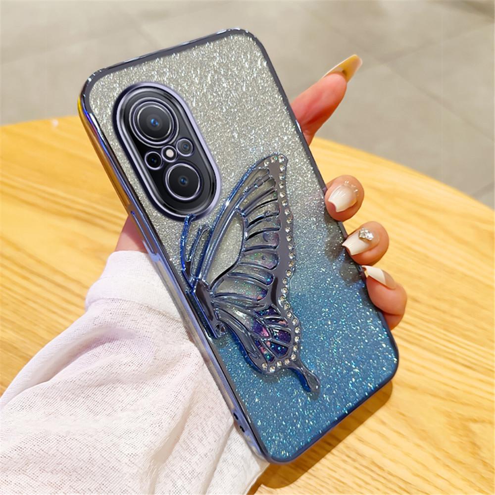 Чехол для телефона Nova 9 SE с градиентным блеском и бабочкой-жидким песком для Huawei Nova 10 12 11 10 5T 7 11 9 8 7 SE Pro Y70 Plus Мягкая обложка