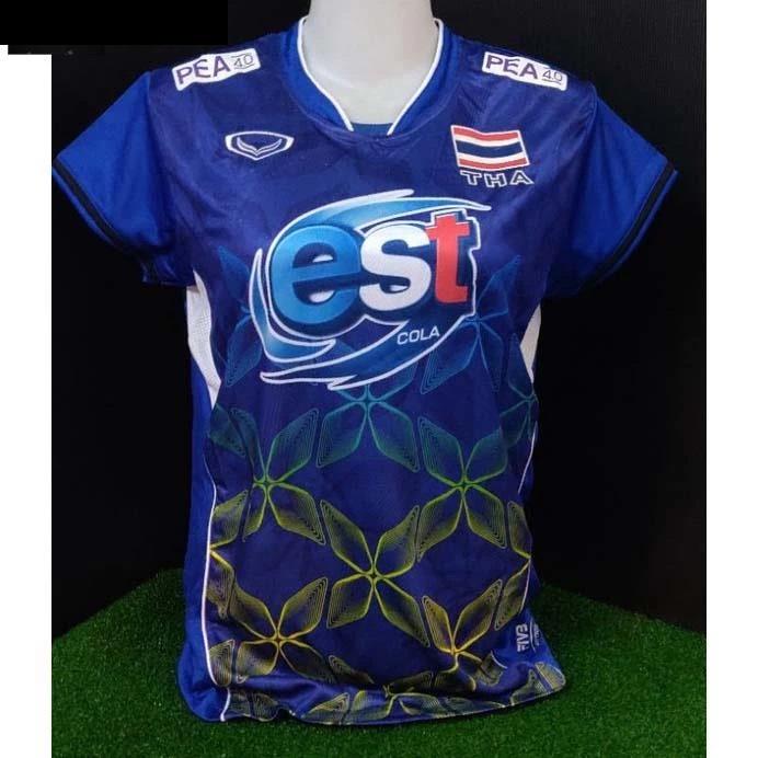 ТАИЛАНД Национальная волейбольная женская винтажная футболка CHEER Fan Print Version Быстросохнущая футболка с V-образным вырезом и коротким рукавом Униформа с логотипом флага Таиланда Спорт в помещении