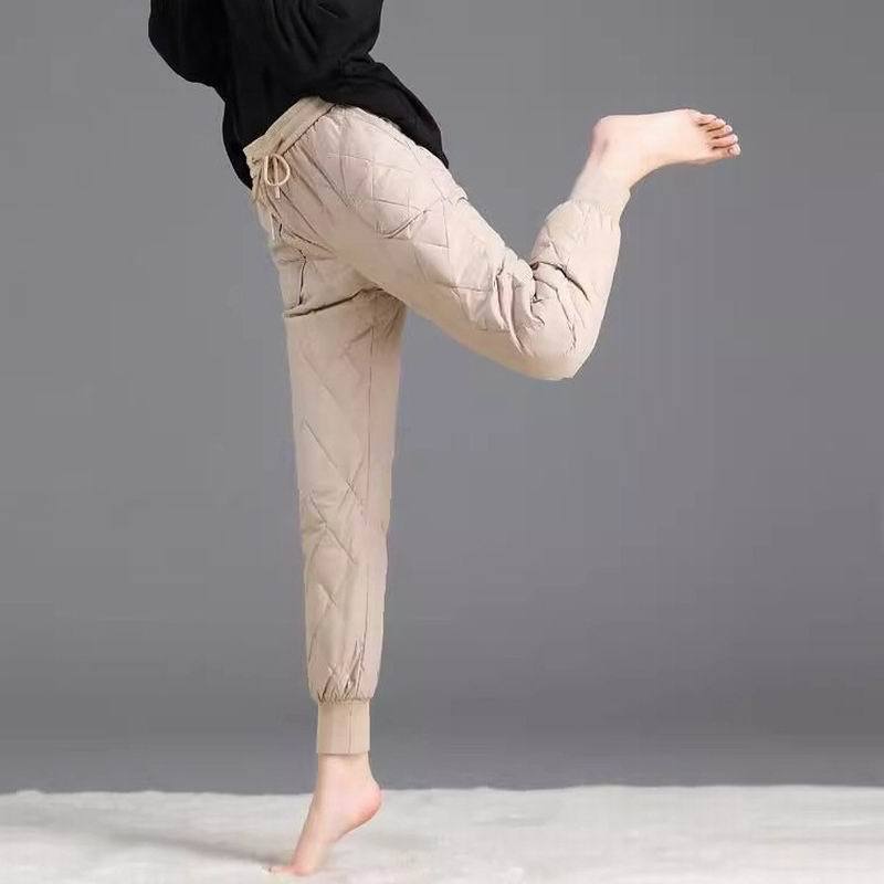 Женские брюки прямого кроя с высокой талией, утолщенной флисовой подкладкой, из хлопка с эластичной резинкой на талии, теплая верхняя одежда на осень-зиму