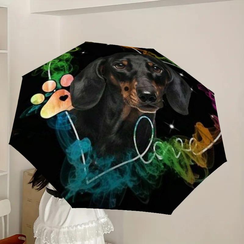 1pc Dachshund Love Heart Umbrella with Plastic Handle,Suitable for All Seasons Home Travel Outdoor UmbrellaDD1748