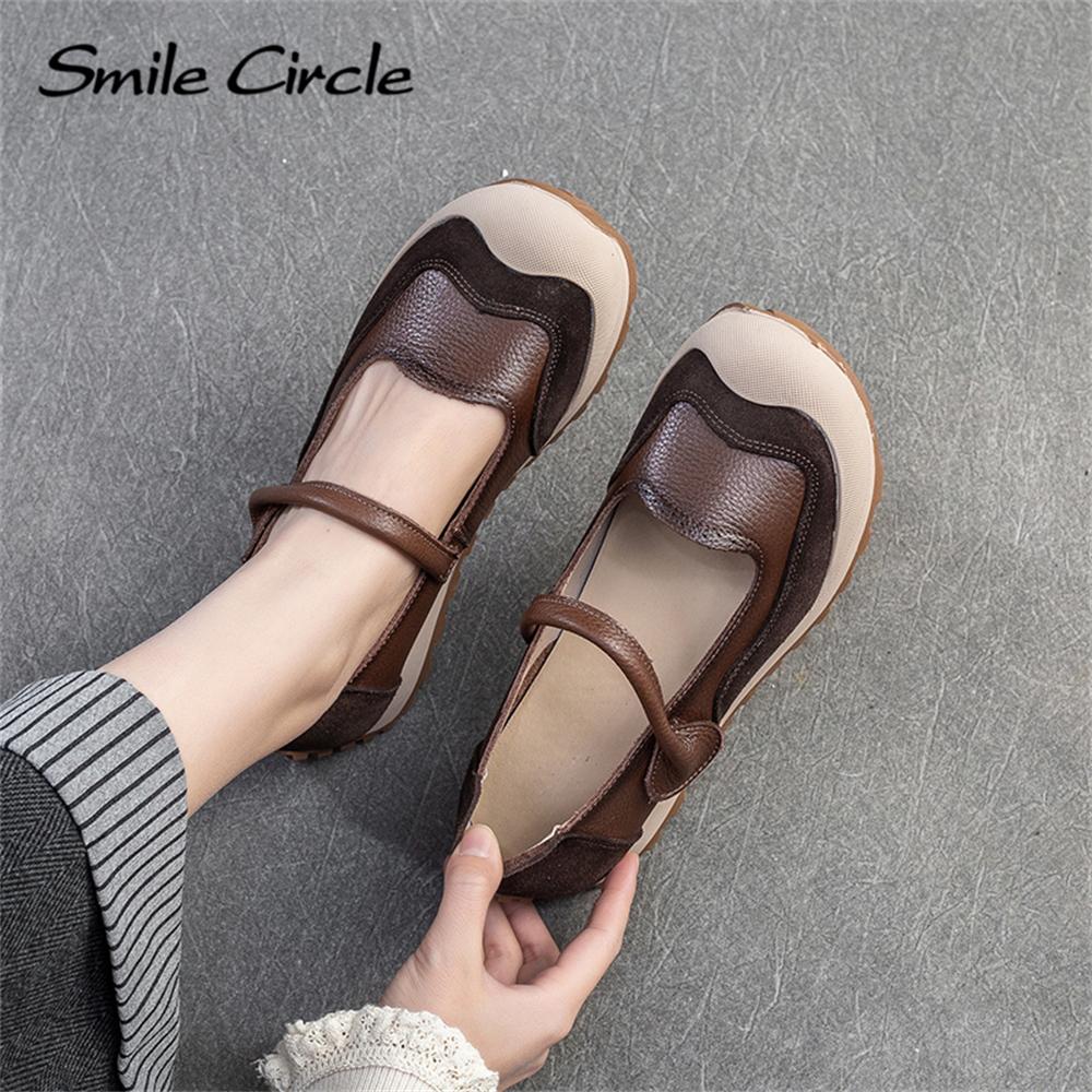 Туфли Мэри Джейн из натуральной кожи женские туфли с круглым носком и пряжкой на плоской подошве модная удобная повседневная обувь