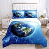 Earth Duvet Cover Set 3D Blue Planet Pattern Polyester Comforter Cover King Queen Size for Boys Girl Bedding Set with Pillowcase