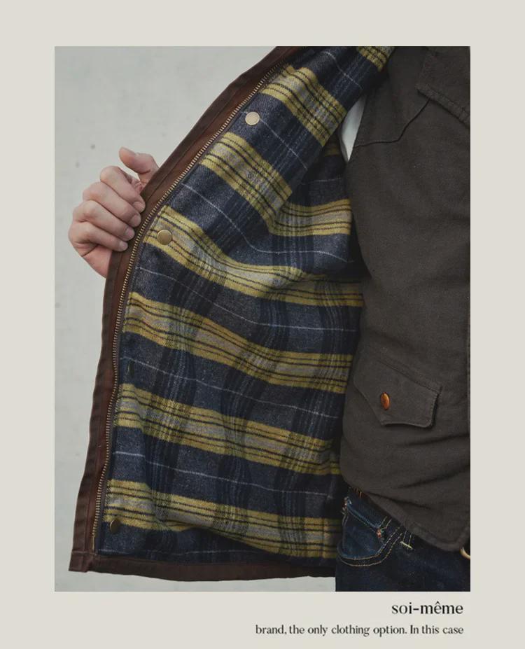 Мужская куртка-ветровка Shenwu American Retro из вощеной ткани для мотоциклистов - зимняя, цвета хаки