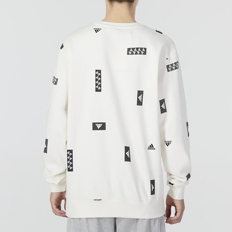 adidas Свитшот с принтом FW22, круглый вырез, мягкий, повседневный, с длинным рукавом, стритвир, повседневный топ, мужской, белый, HN8985