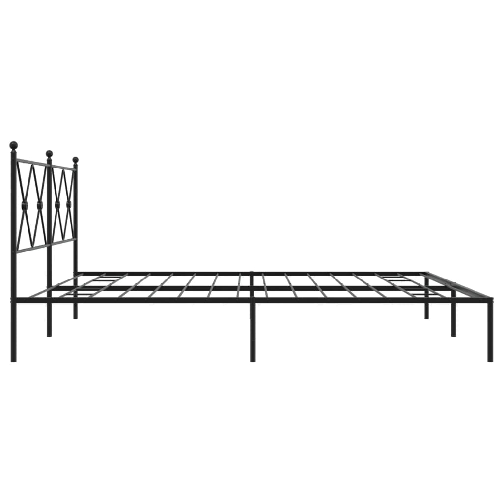 Metal Bed Frame with Headboard Black 183 x 213 cm