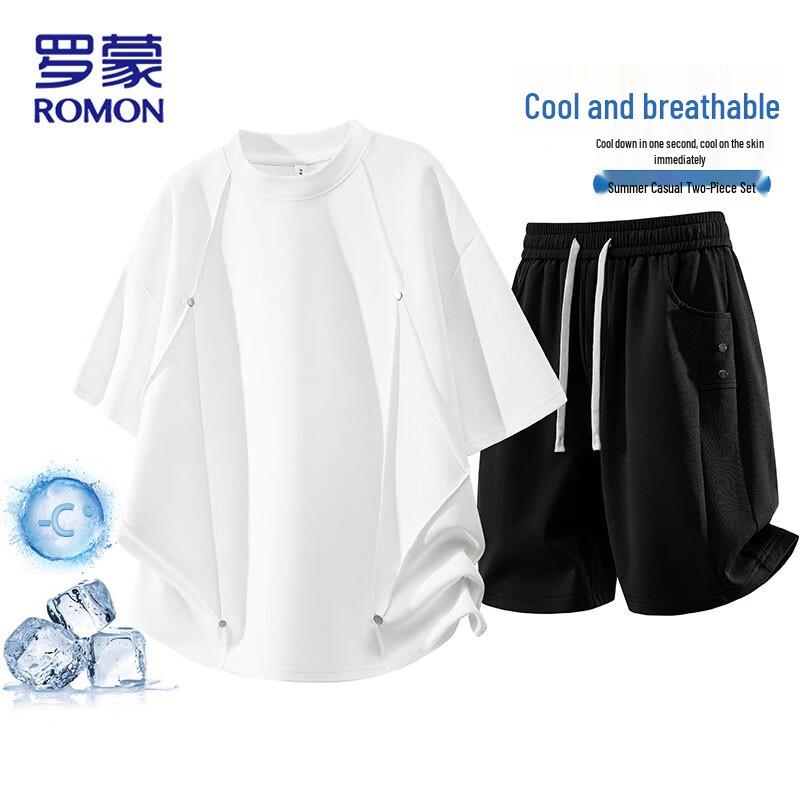 Romon Men's Mamba Cotton Short Sleeve T-Shirt & Shorts Set