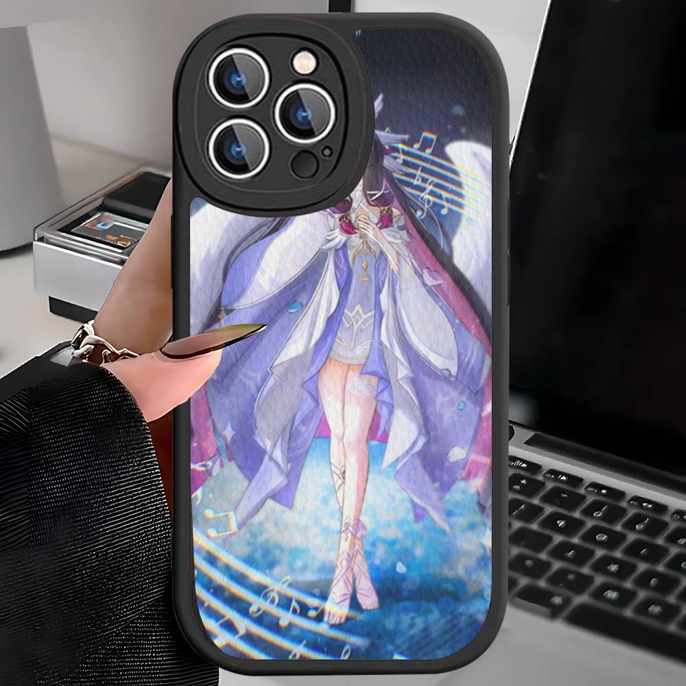 Чехол для телефона Genshin Impact Коломбина Для iPhone 16 15 14 13 12 11 Pro Max Plus Кожаный Мягкий Чехол
