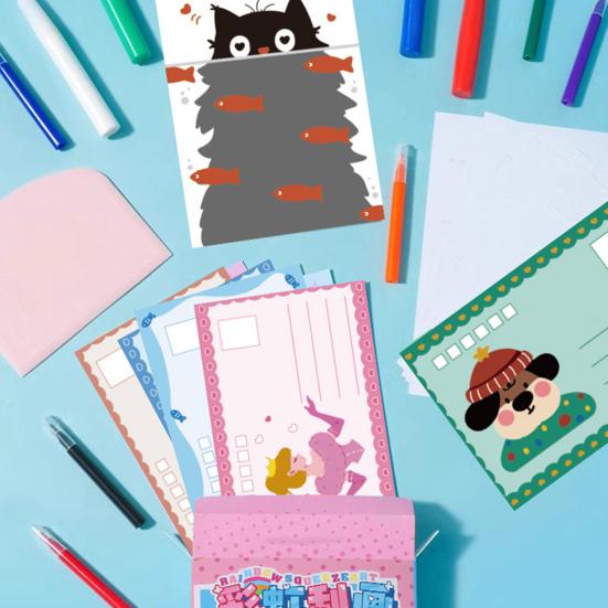 1 набор DIY Rainbow Scratch Painting Kit с красками, ручками, наклейкой-скребком