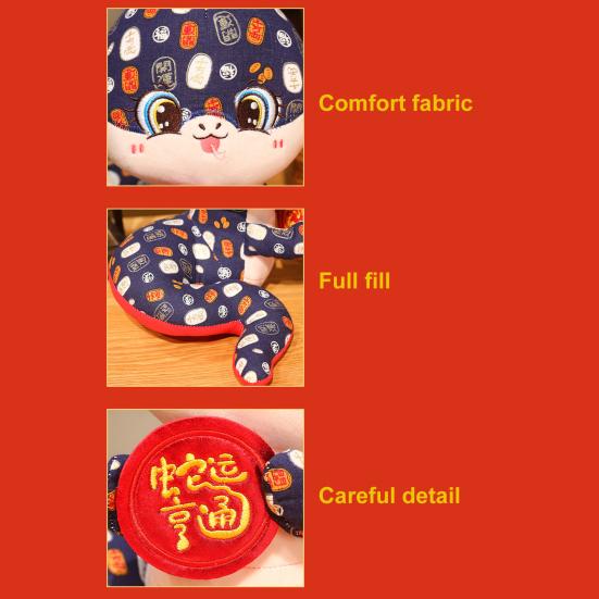Chinese Style Snake Plush Toy Stuffed Zodiac Snake Mascot Doll Animal Plushie Hanging